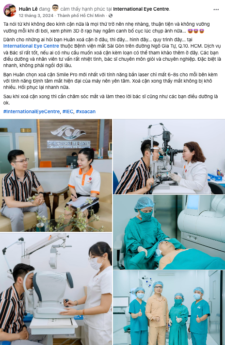 Bài đăng câu chuyện khách hàng xoá cận tại International Eye Centre