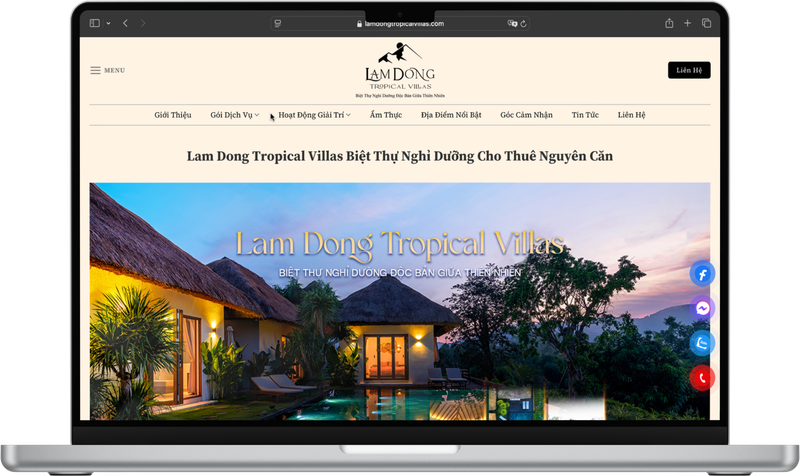 Website Lâm Đồng Tropical Villas trên MacBook