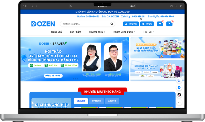 Website Dozen trên MacBook