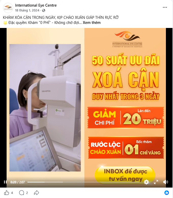 Bài đăng 50 suất ưu đãi xoá cận