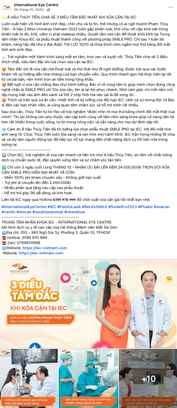Bài đăng 3 điều tâm đắc khi xoá cận tại IEC