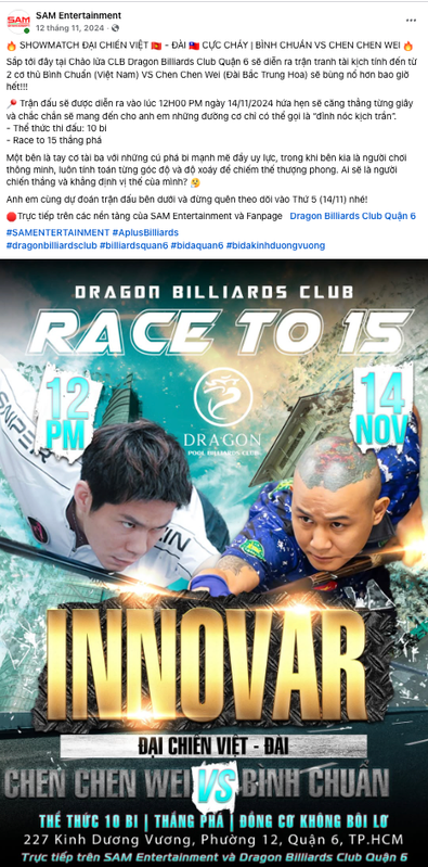 Bài đăng Dragon Billiards Club Race to 15