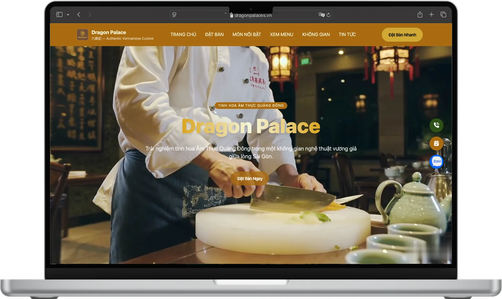 Website Dragon Palace trên MacBook