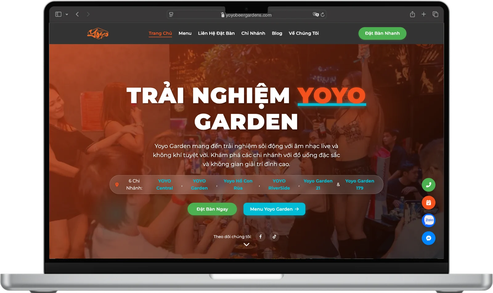 Website YOYO Garden trên MacBook